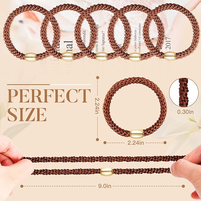 Hair Ties No Damage - 20PCS Ponytail Holders - Elastic Hair Ties for Thick Hair - Braided Hair Bands for Women Girls's Hair - Brown