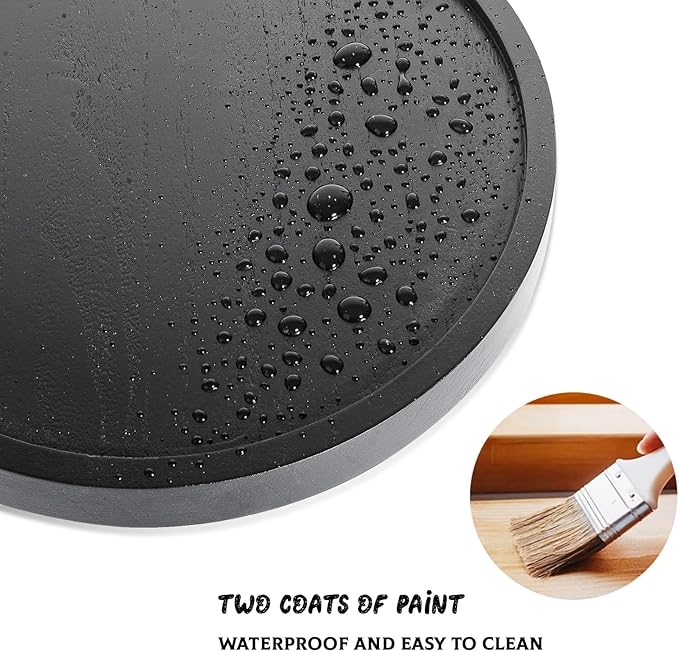 Round Decorative Tray Farmhouse Kitchen Decor Soap Dish, 8" Black