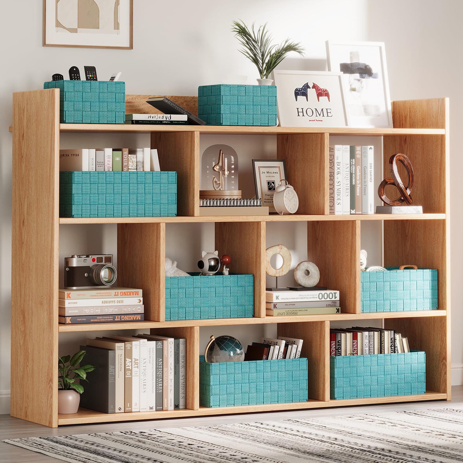 Storage Baskets: 6 Pack Stackable Woven Storage Bins, Aqua