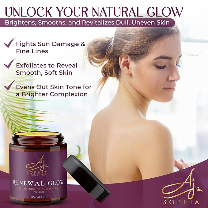 AJ Sophia's Renewal Glow Brightening Turmeric Body Polish Scrub, 8 Fl Oz (Pack of 1)