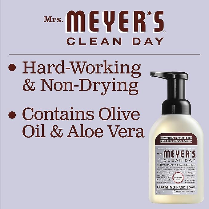 Mrs. MEYER'S Clean Day Foaming Hand Soap, Lavender Scent, 10 Fl oz (Pack of 2)