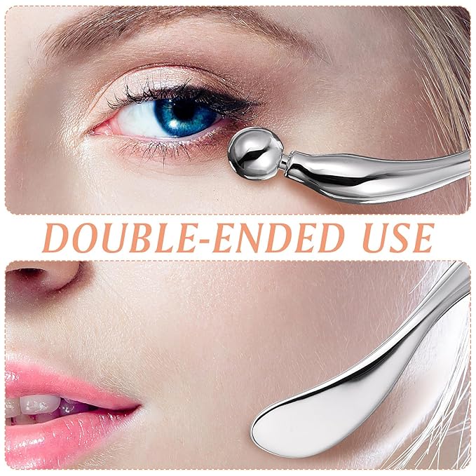 Beatifufu Zinc Eye Spoon 3.74 in Metal Scoop for under Eye Cream Application Massage Tool for Skincare Helps Relieve Fatigue and Support Blood Circulation