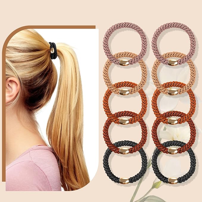 FORENEE Hair Ties No Damage - 20PCS Ponytail Holders - Elastic Hair Ties for Thick Hair - Braided Hair Bands for Women Girls's Hair - Neutral