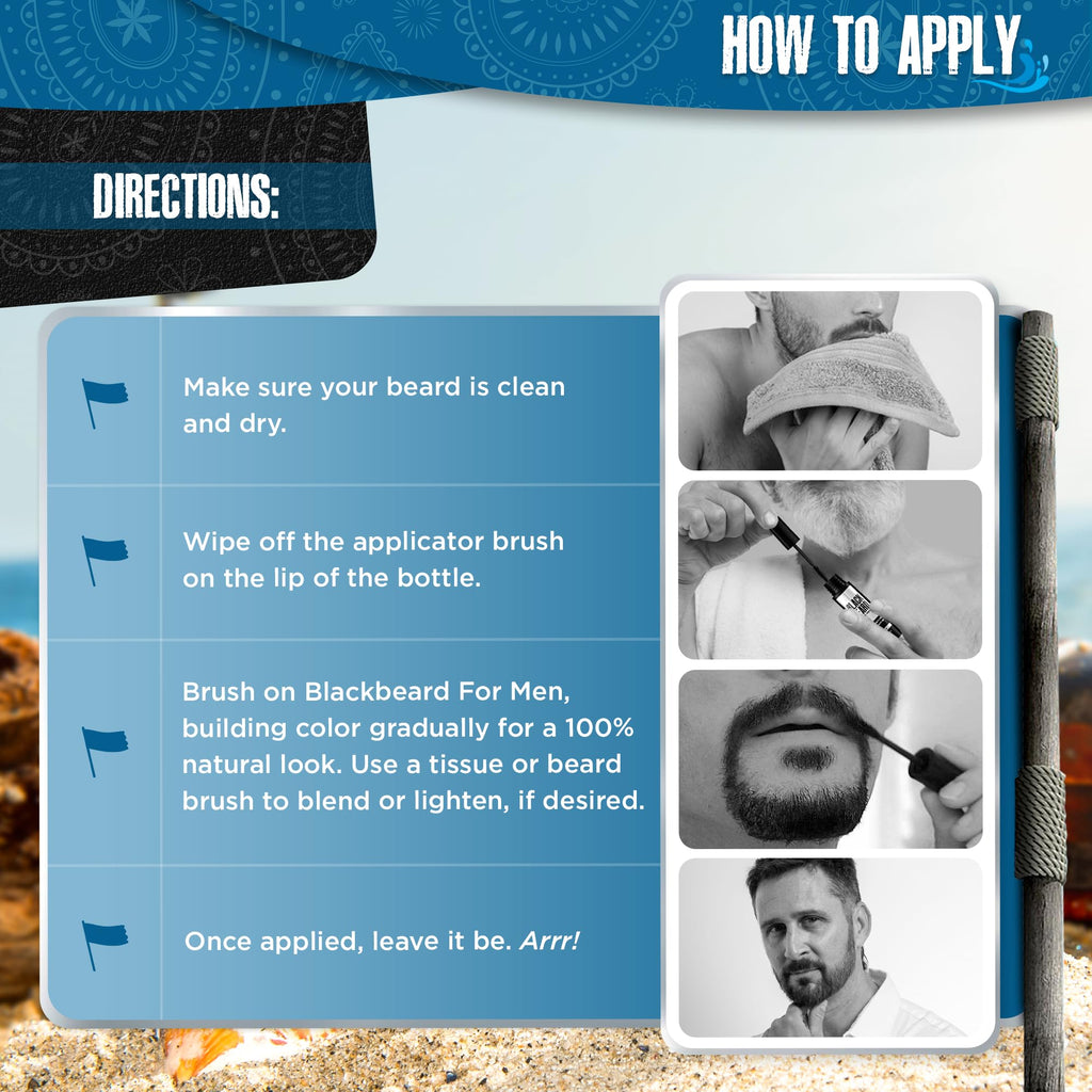 Blackbeard for Men Instant Beard Color, Brown/Auburn, 3 Pack