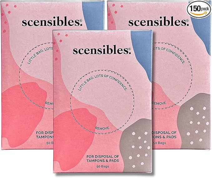 Personal Care Disposal Bags (150 Count, Pack of 3) - for Tampons, Pads, Liners, Condoms & More - Discreet, Hygienic & Odor-Reducing Disposal Solution