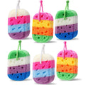 FoldTier 6 Pcs Exfoliating Bath Sponge Body Loofah Sponges Shower for Women Reusable Soft Bathing Pouf Foam Luffa Body Scrubber and Rich Lather, Color Matching (Bright Color)