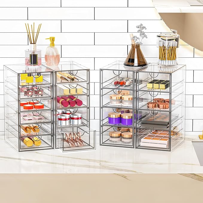 Acrylic Makeup Organizer with 19 Drawers,Storage Drawer Organizer