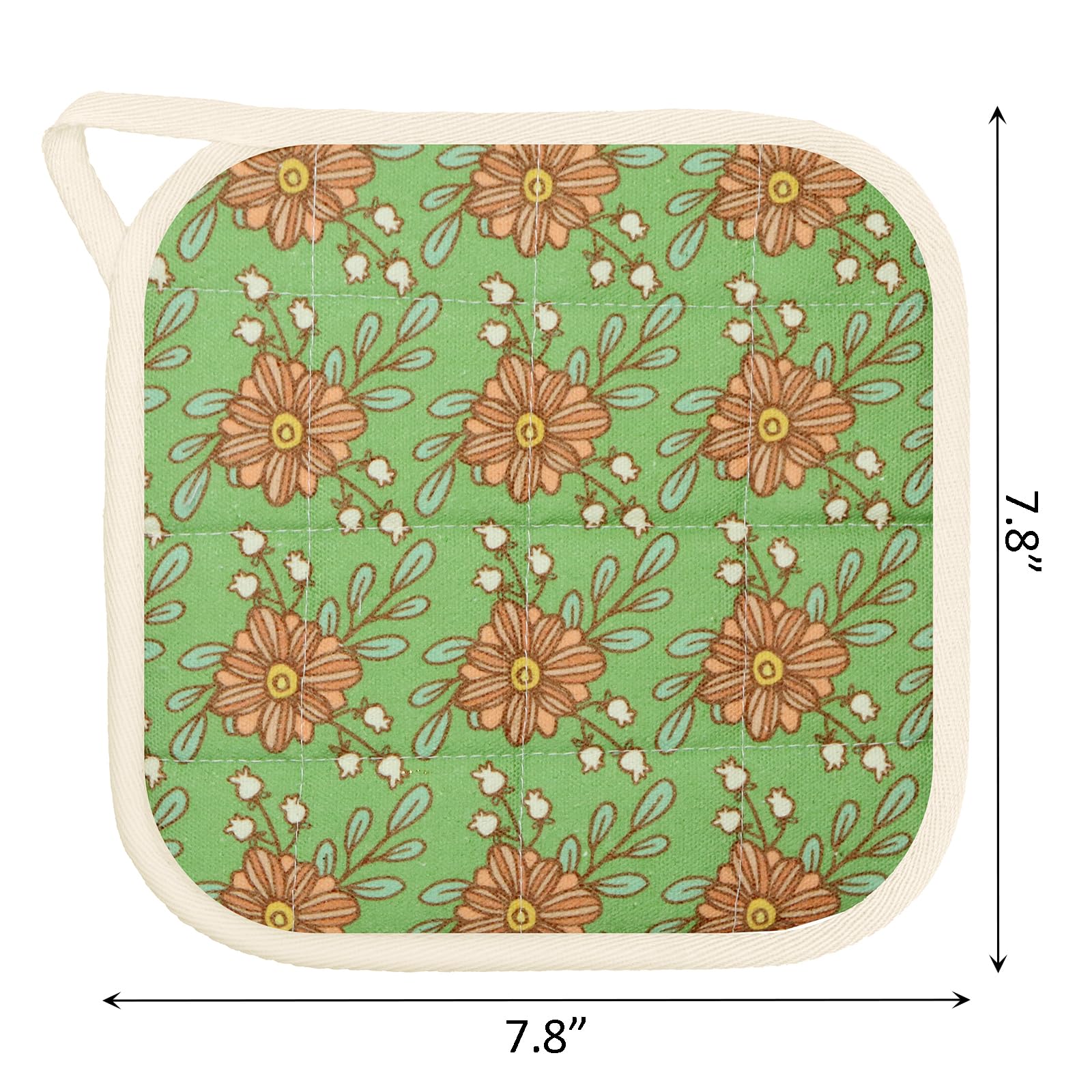 6 Pack Pot Holders 100% Cotton Heat Resistant Potholder, Machine Washable Pot Holder, Hot Pads, Table Pads for Cooking Baking (H)