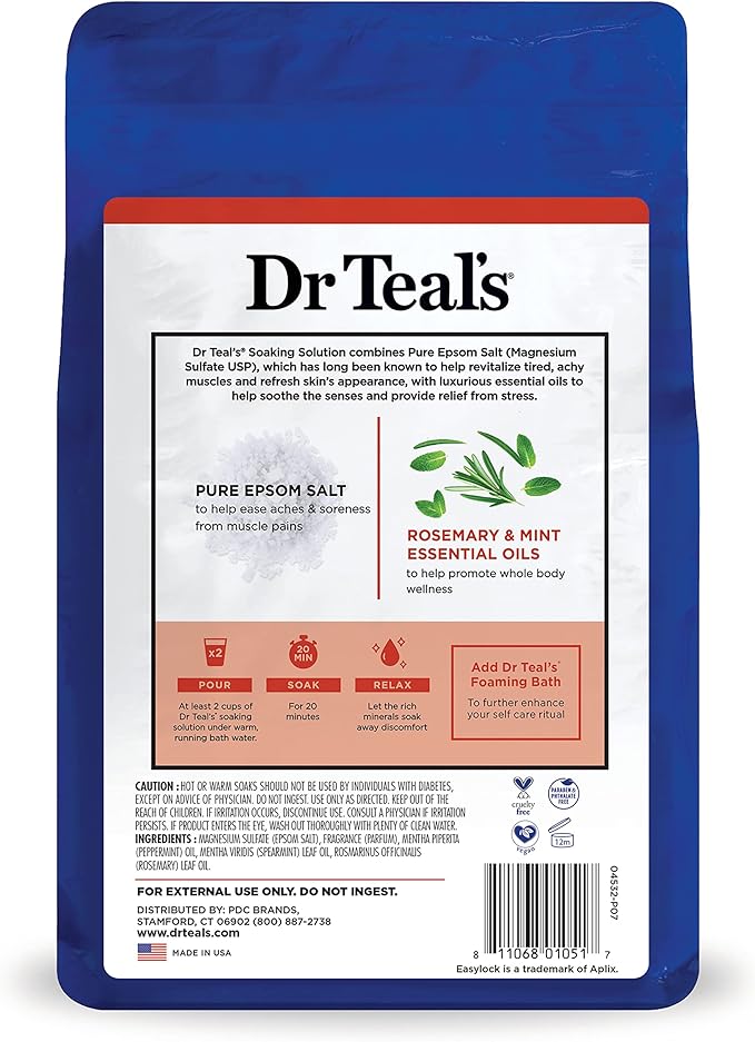 Dr Teal's Epsom Salt Magnesium Soak, Lavender, Eucalyptus & Wellness Trio, 3 lbs (Pack of 3)