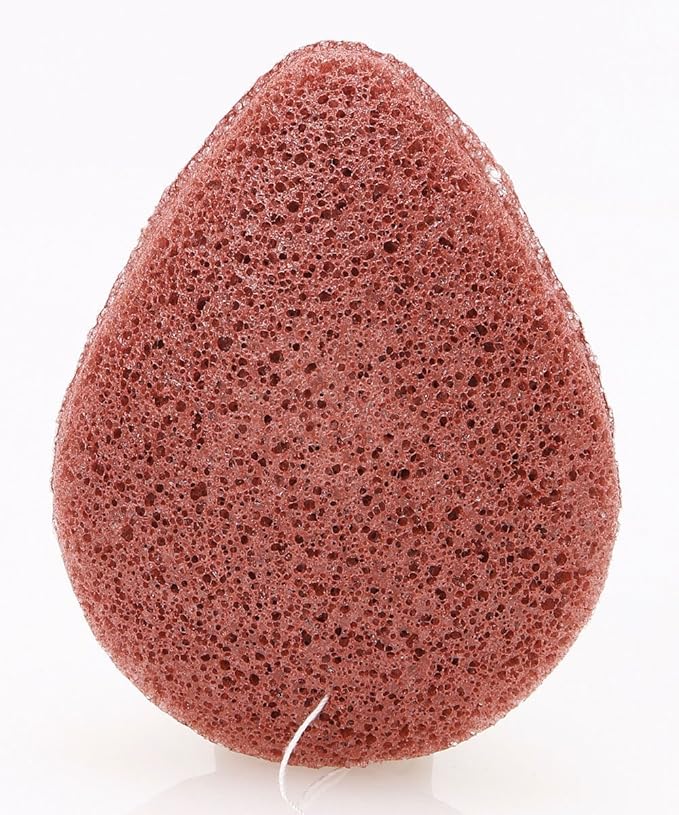 MY Konjac Sponge All Natural Korean Fiber French Red Clay Facial Sponge. Excellent for Dry or Mature Skin. Halal, Leaping Bunny Cruelty Free and the Vegan Society Certified