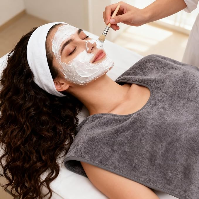 DEAYOU 6 Pack Facial Towels for Estheticians, U-Shaped Spa Towels for Facial, Soft Microfiber Massage Face Towels for Spa Steam, Barbers, Beauty Salons, Skin Care, SPA Centers, Split Design, Grey