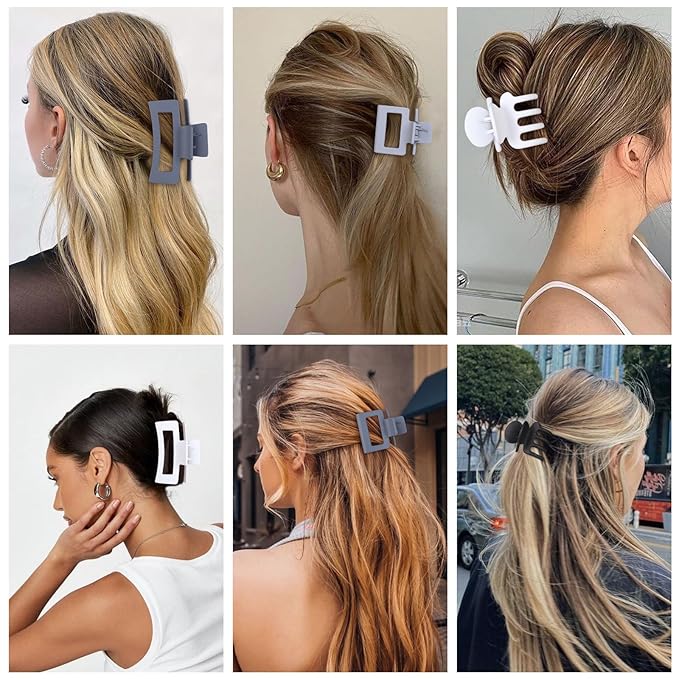 SMKSL 3 Styles Hair Clips for Women Small Medium Big Claw Clips for Thin Thick Hair 12 Pcs Hair Claw Clips Hair Clips Combination Hair Accessories for Women (Grey)