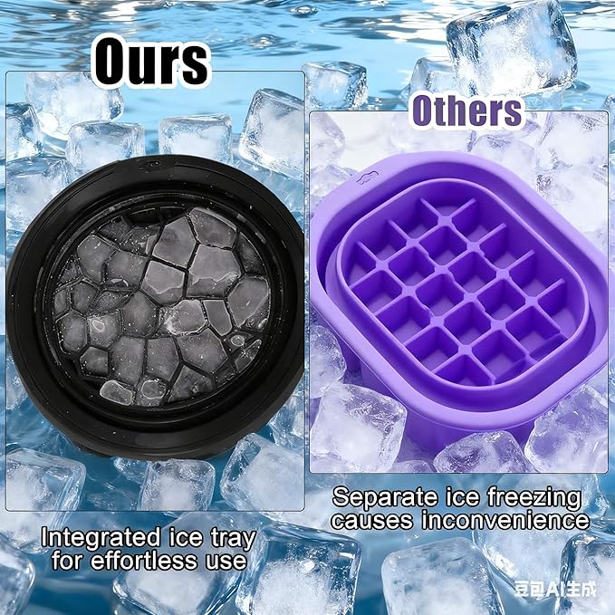 2-Piece Face Ice Bath Bowl Set– Foldable Face Basin with Built-In Ice Tray and 1 Ice Roller for Skincare Massage – Foldable & Portable Bowl for Home Ice Water Facials