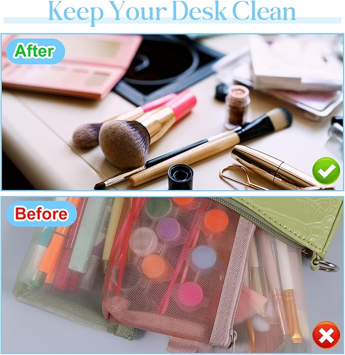 FdcZeyxior 5 PCS Small Clear Makeup Bags, Makeup Brush Bag Portable Travel Cosmetic Bags Multifunctional Small Clear Make up Pouch for Home Office Supplies Cosmetics Make up Travel Accessories