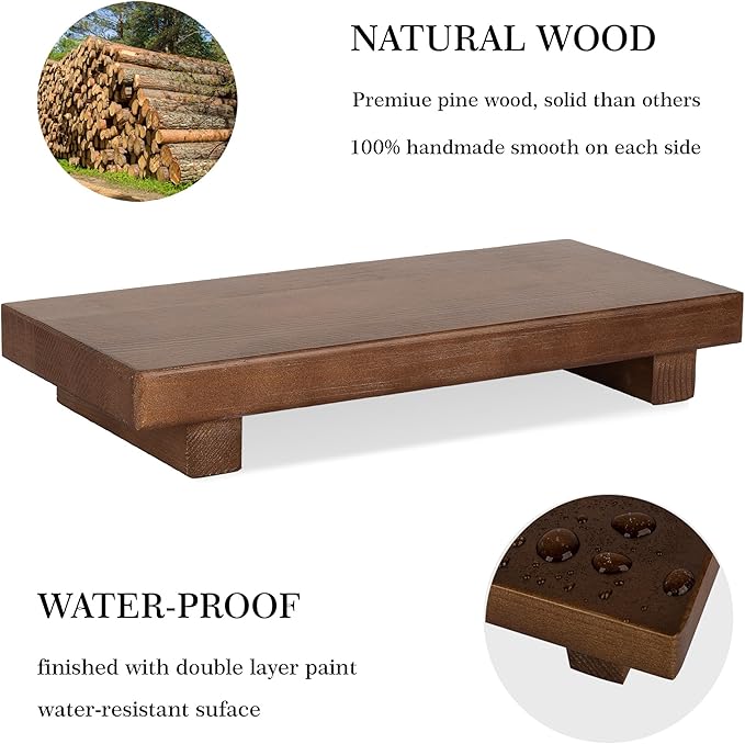 Bathroom Tray Wood Riser Kitchen Decor Soap Holder, 10" x 4.5" Walnut
