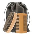 viviyoo Beard Brush and Comb Set for Men Boar Bristle Beard Brush, Wooden Comb & Travel Pouch White Elephant Gifts, Christmas Stocking Stuffers for Husband Dad Boyfriend Portable Beard Grooming Kit