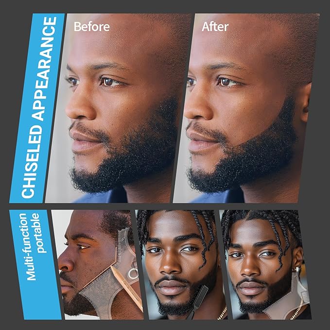 Noerrors Barber Pencil for Lineup Beige Skin Tone Magic Hairline Pencils Barber Chalk Set Beard Guide Pen with Sharpener Ruler Brush for Goatee Hair Design Shaping Trace Grooming Makeup Tool for Men