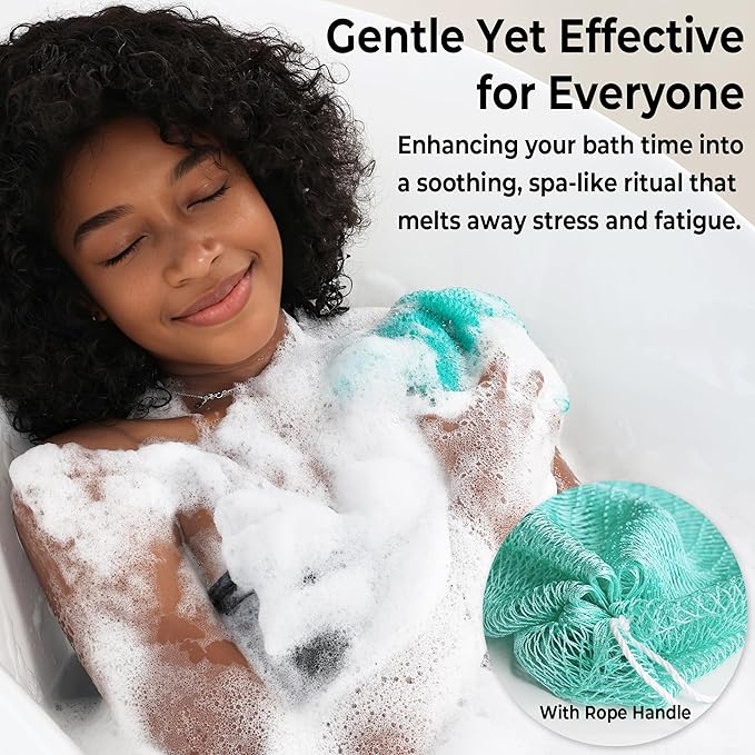 African Net Sponge Authentic - Exfoliating Back Scrub Bath Sponge with Knots - Afro Scrub Body Scrubber Exfoliator Washcloth - African Body Care Daily Use Shower Essentials
