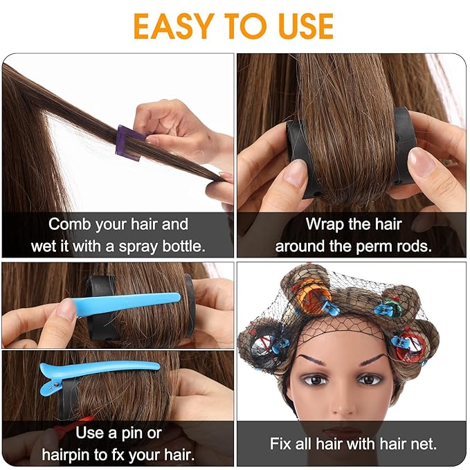 WILLBOND 141 Pcs Hair Rollers Set Include Plastic Hair Rollers with Pins and Clips(Mixed Color)