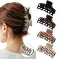Mesovor 4 Pack Double Row Teeth Hair Claw Clips, 3.5" Large Strong Hold Matte Hair Clips for Thin and Short Fine Hair Accessories (Neutral Matte)