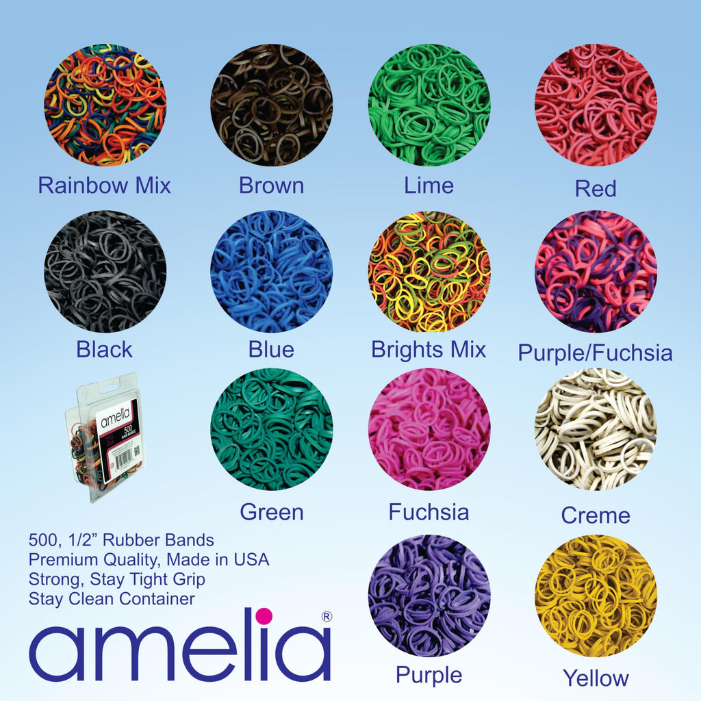Amelia Beauty 500 Count Small Rubber Bands for Hair – ½" Lime Green - Made in USA - Recloseable Container - Mini Hair Elastics for Braids, Ponytails, Cornrows & Twists – Strong Hold Ponytail Holders
