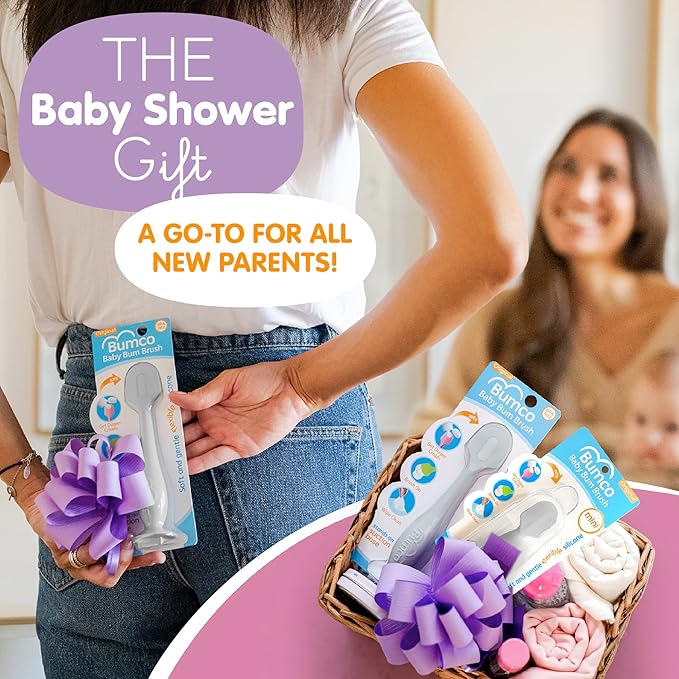 Bumco Baby Bum Brush + Mini Baby Diaper Cream Spatula with Case - BPA-Free Silicone Diaper Spatula, Mom-Invented Butt Paste Applicator (Gray & Gray)