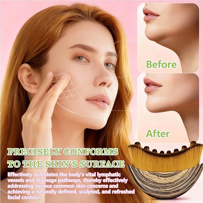 Lymphatic Contour Face Brush - Manual Lymphatic Drainage Massager for Facial Sculpting & Glowing Skin; Ergonomic Waterproof Brush for Morning De-Puffing, Travel Skincare Tool, Ideal Gift for Her
