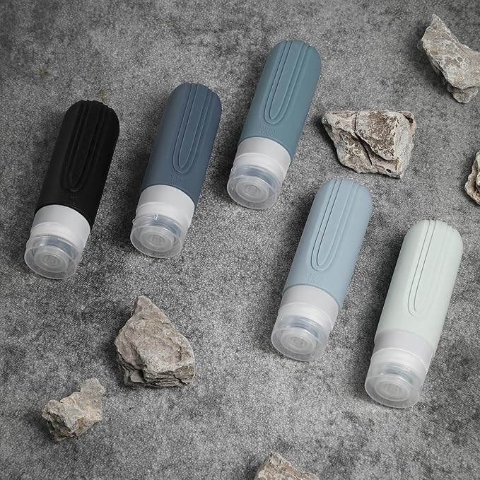 CHEODIN Travel Bottles for Toiletries, 5 Pack TSA Approved Travel Size Containers, 3oz Leak Proof Refillable Travel Accessories for Shampoo Conditioner, BPA Free Travel Bottles with Toiletry Bag