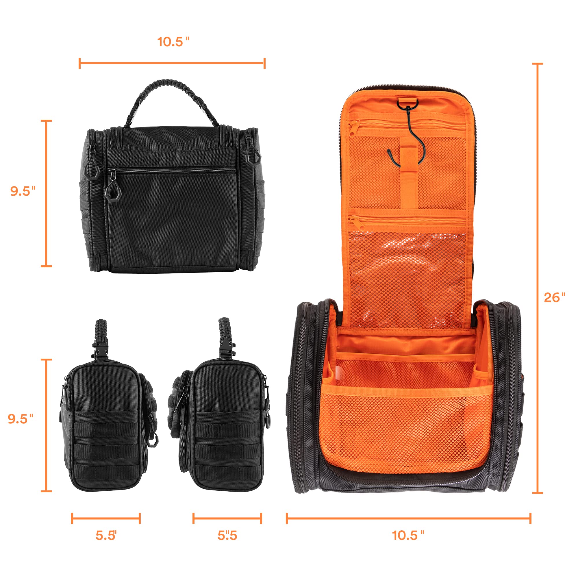 Fitdom Tactical Hanging Toiletry Bag Dopp Kit For Men & Women. Perfect For Travel & Storage for Cosmetic, Clipper, Toothbrush, Shower, Shaving & Grooming Care. Best Overnight Toiletries Organizer Case
