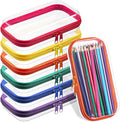 Sanwuta 6 Pcs Clear Hard Zipper Case Plastic Zipper Pouches Transparent Makeup Bag Pencil Case Pouches Toiletry Diaper Bag for Travel Toy Storage Organizer Bins