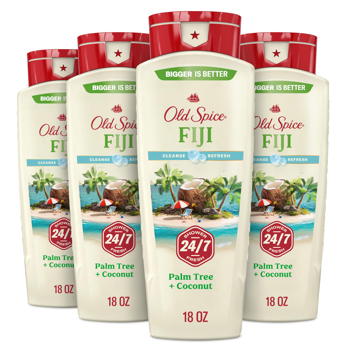 Old Spice Body Wash for Men, Moisturize—Shea Butter, 18 fl oz Pack of 4