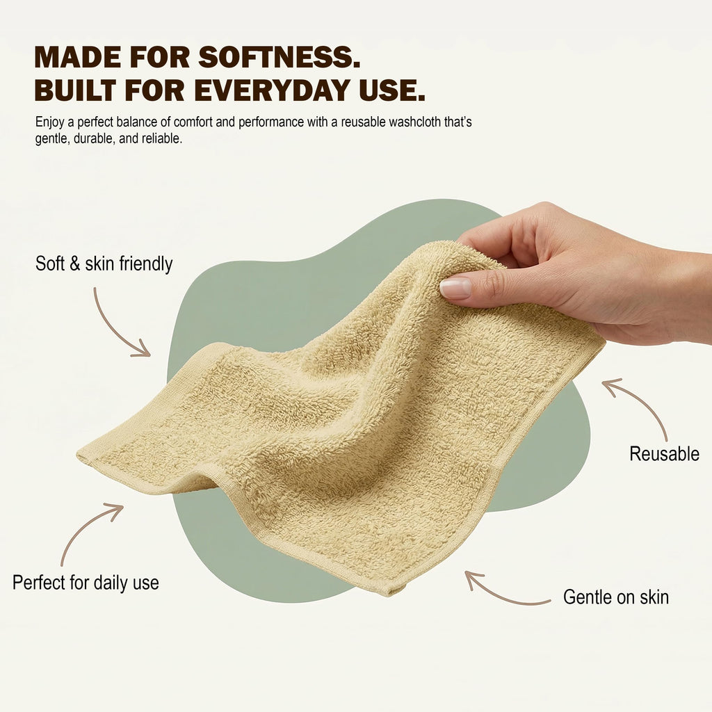 Utopia Towels 12 Pack Cotton Washcloths Set, 100% Ring Spun Cotton, Premium Flannel Face Cloths, Highly Absorbent and Soft Feel Fingertip Towels, Beige