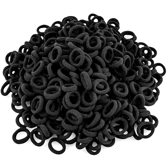400 PCS Baby Hair Ties – No Damage Elastic Ponytail Holders, Soft Seamless Multicolor Hair Bands for Toddlers and Girls, Baby Hair Accessories (Black)