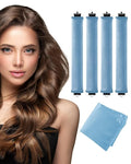 Seritant Heatless Curls Overnight with Satin Head Scarf, Velvet Hair Rollers for Blowout Look, No Heat Curling Rod for Long Thick Hair, Soft Sleep In Flexi Rods - 4PCS(5)