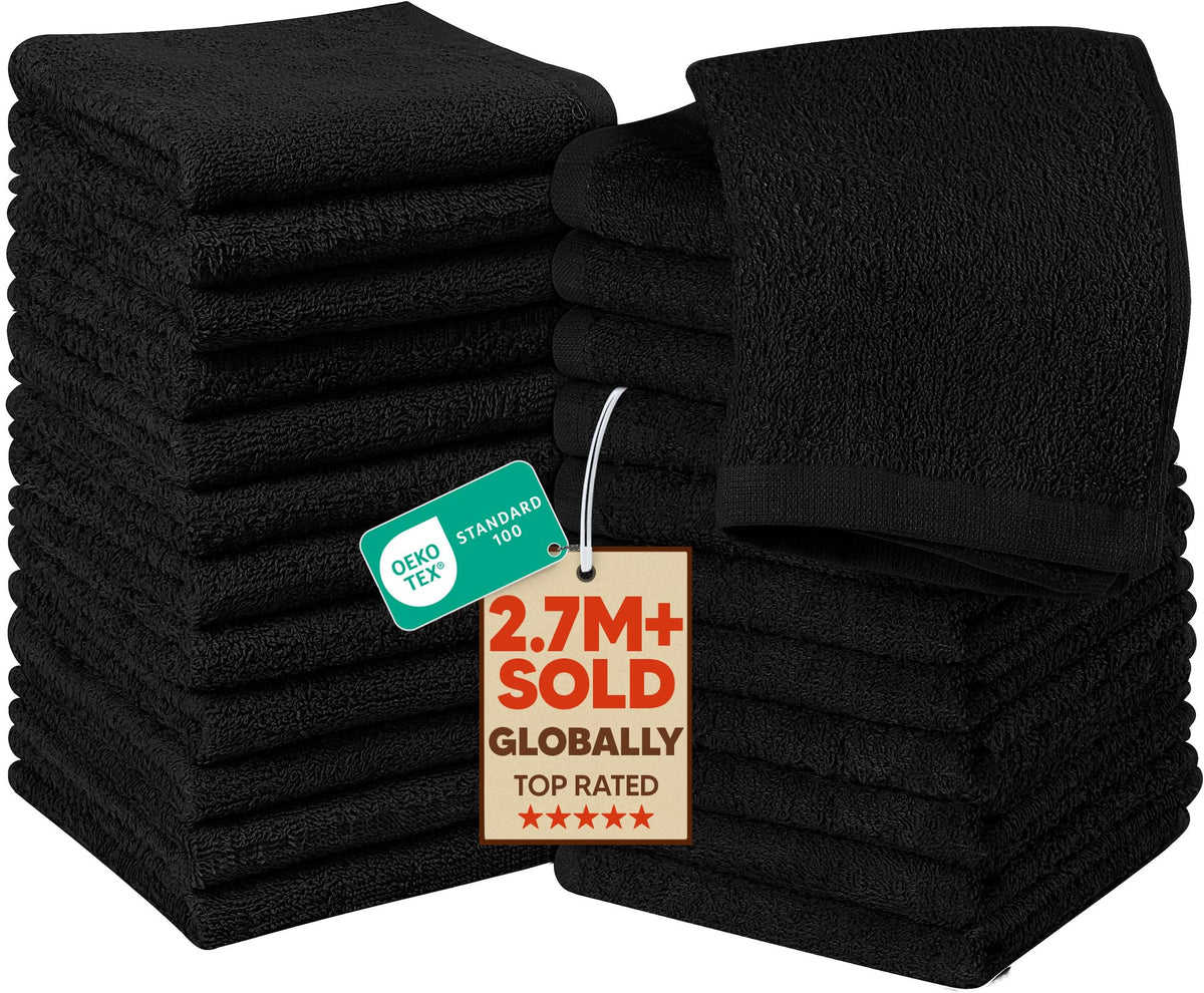 Utopia Towels 24 Pack Washcloths, 12x12 in, 100% Cotton, Beige