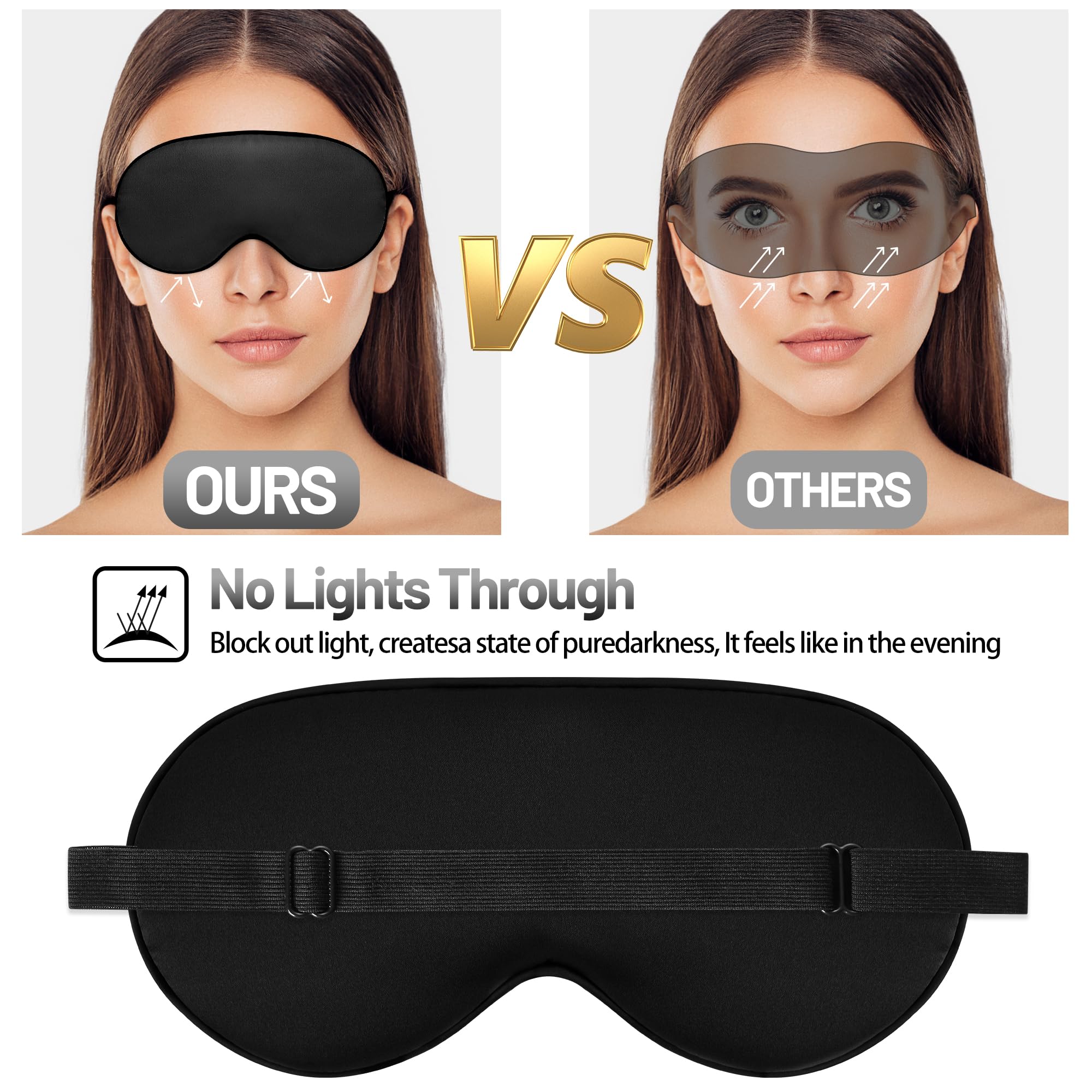 Sleep Mask, Silk Eye Mask for Sleeping with Adjustable Strap, Blindfold Eyeshade for Men & Women, Comfortable & Soft Eye Cover Eyeshade for Night Sleep (Black, Blue, Purple)