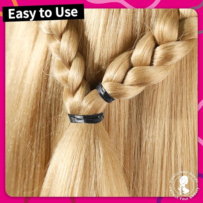 Teenitor Black Elastics Ties, 300pcs Rubber Bands Hair Soft Elastic Bands