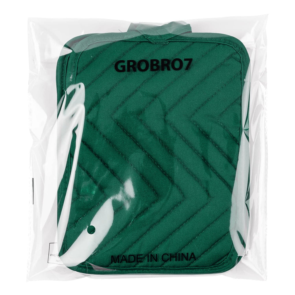 GROBRO7 5Pack Pocket Pot Holders Cotton Heat Resistant Potholder Multipurpose Hot Pads Machine Washable Oven Mitts Heat Pads for Daily Kitchen Baking and Cooking 8.9 x 6.9 in Dark Green