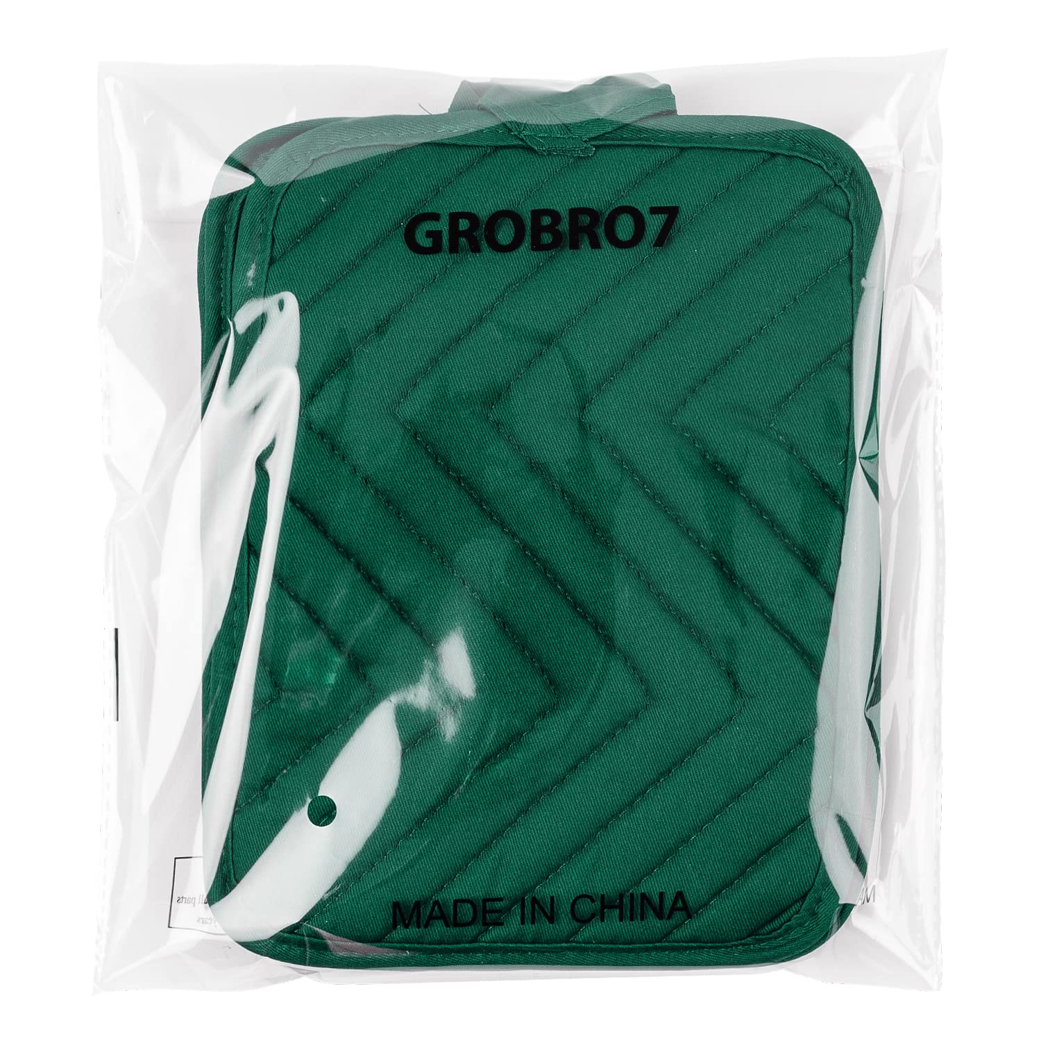 GROBRO7 5Pack Pocket Pot Holders Cotton Heat Resistant Potholder Multipurpose Hot Pads Machine Washable Oven Mitts Heat Pads for Daily Kitchen Baking and Cooking 8.9 x 6.9 in Dark Green