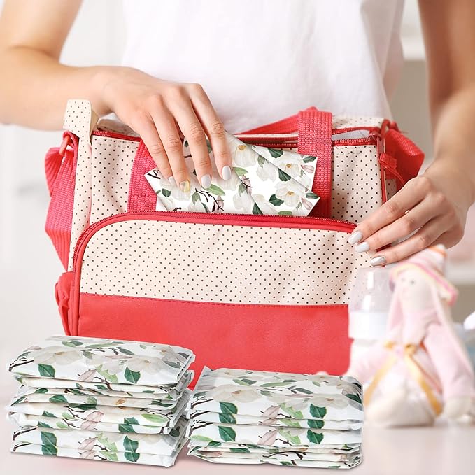 Geyee 50 Packs Tissue Travel Size Facial Paper Napkins Travel Packs Disposable Pocket Tissues for Wedding Guest Traveling School Purse Home Supplies, 500 Sheets 3 Ply(Magnolia)