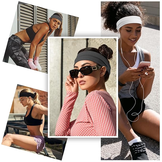 DiyJibb Headbands for Women – 16Pcs Cotton Cloth Headbands for Women's Hair Accessories, Non-Slip Sports Headband Bands & Hair Ties, Soft Fabric for Yoga, Running, Workout
