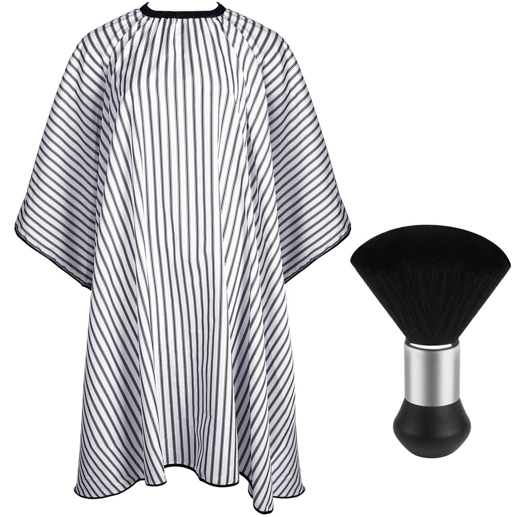 FEBSNOW Professional Hair Cutting Cape with Neck Duster Brush, Salon Barber Cape, Hair Cutting Accessories (Stripe)…