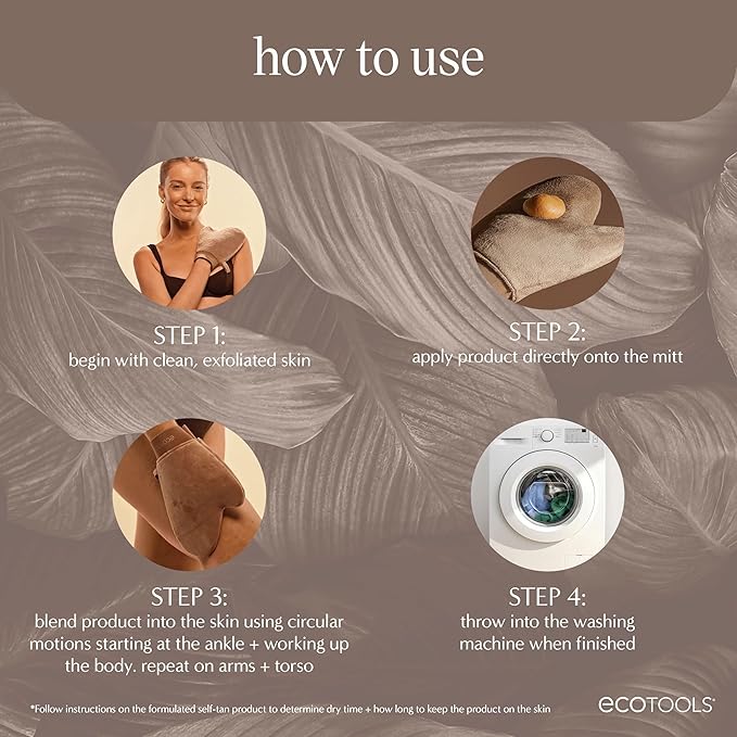 EcoTools Good Tan Full-Body Tanning Mitt, For Self Application, Use Soft Self Tanner Mitt With Mousse, Lotions, & Waters, Eco Friendly Sunless Applicator, Vegan, & Cruelty-Free, 1 Count