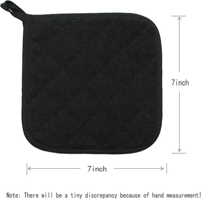 GQZLUCK Cotton Pot Holders, Hot Pads for Kitchen,Set of 4, Black