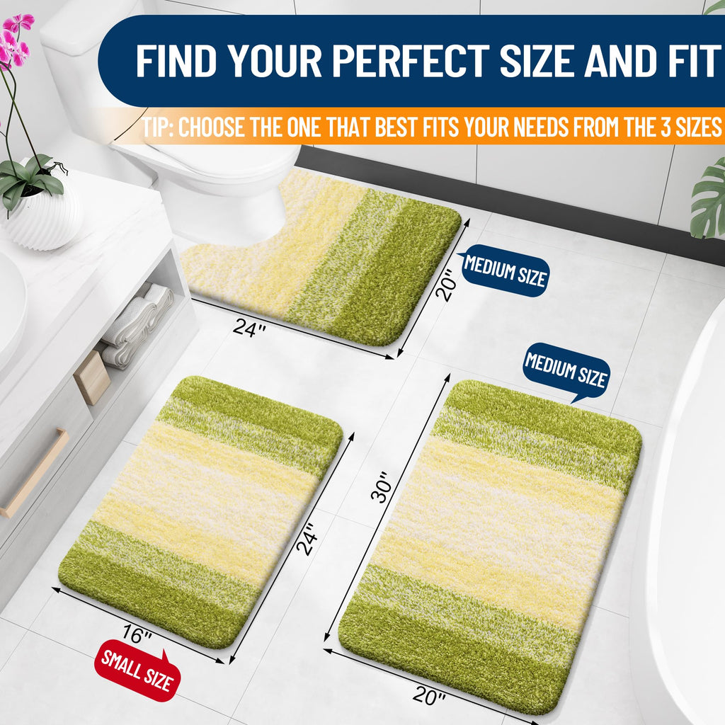 OLANLY Micorfiber Bathroom Rug Set 2 Piece, 30"x20"+U-Shaped 24"x20"