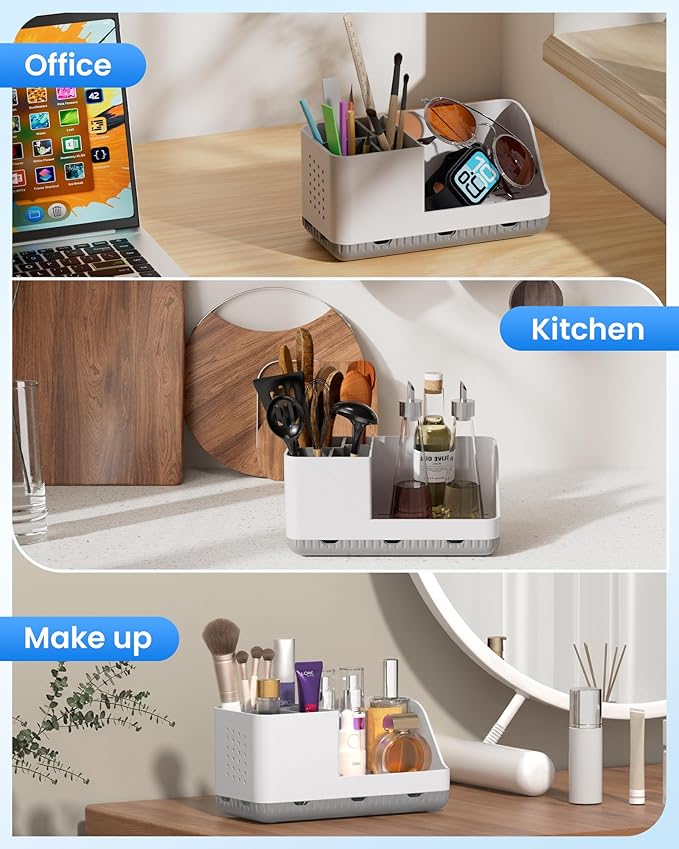 Homtalker Toothbrush Holders for Bathroom Counter - Detachable Bathroom Organizer and Storage Electric Toothbrush and Toothpaste Holder, Bathroom Decor Accessories for Countertop, Shower, Sink