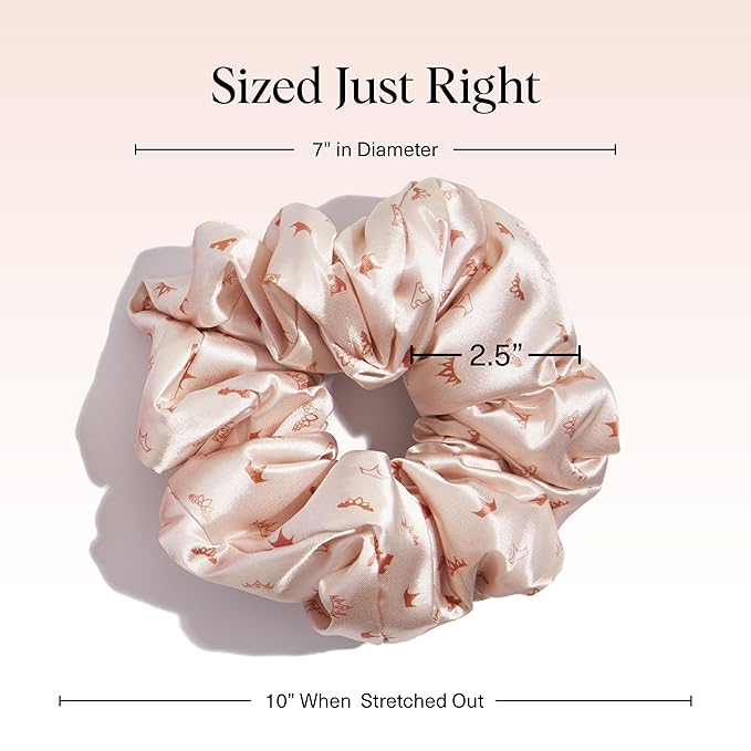 Kitsch & Disney Satin Scrunchies for Women - No Crease Hair Ties for Girls | Big Scrunchies with All Hair Types and Textures, Perfect for Day or Night - 2 Pcs, Desert Crown