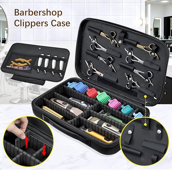 Yueieoun Barber Clippers Briefcase, 17-inch Hair Cutting Supplies Bag