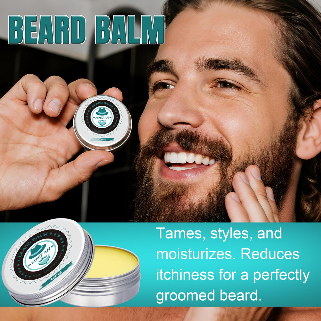XIKEZAN Beard Kit for Men Grooming/Care w/Coffee Scent-Soften,Soothe Beard