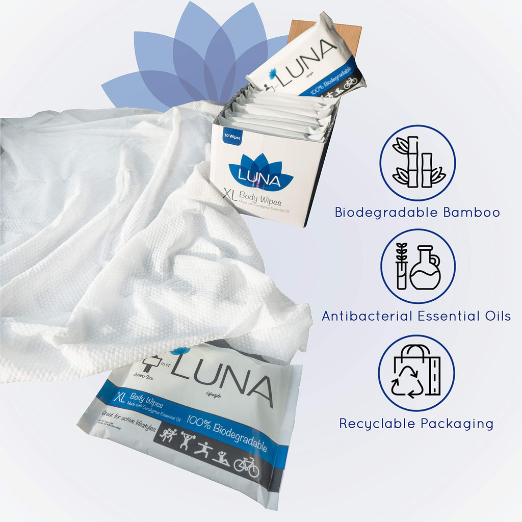 XL Body Wipes All Natural 3-Pack, No-Rinse, Unscented